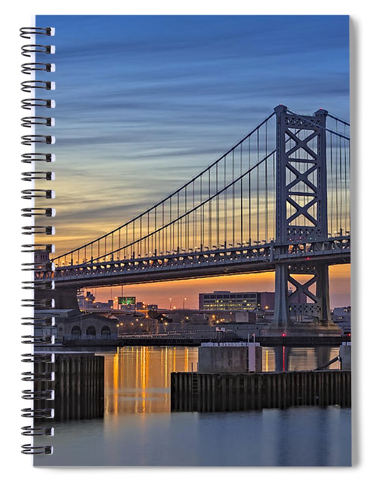Ben Franklin Bridge Spiral Notebook featuring the photograph Ben Franklin Bridge by Susan Candelario