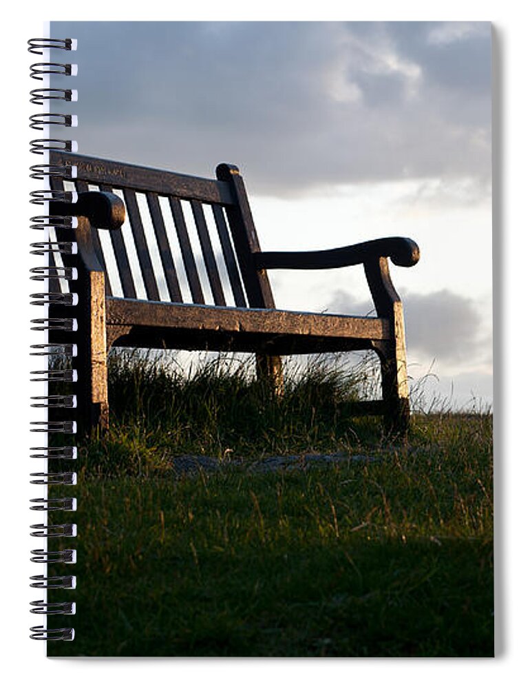 Devon Spiral Notebook featuring the photograph Bench at Sunset by Helen Jackson