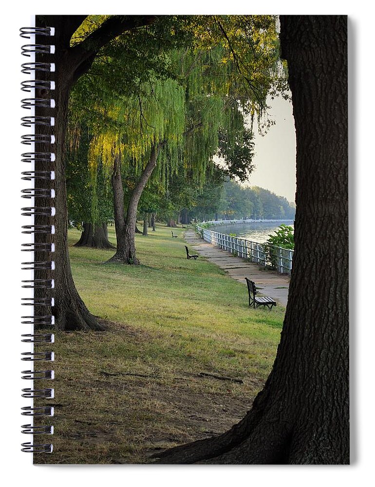 Potomac Spiral Notebook featuring the photograph Benches Framed By Trees by Mark Mitchell