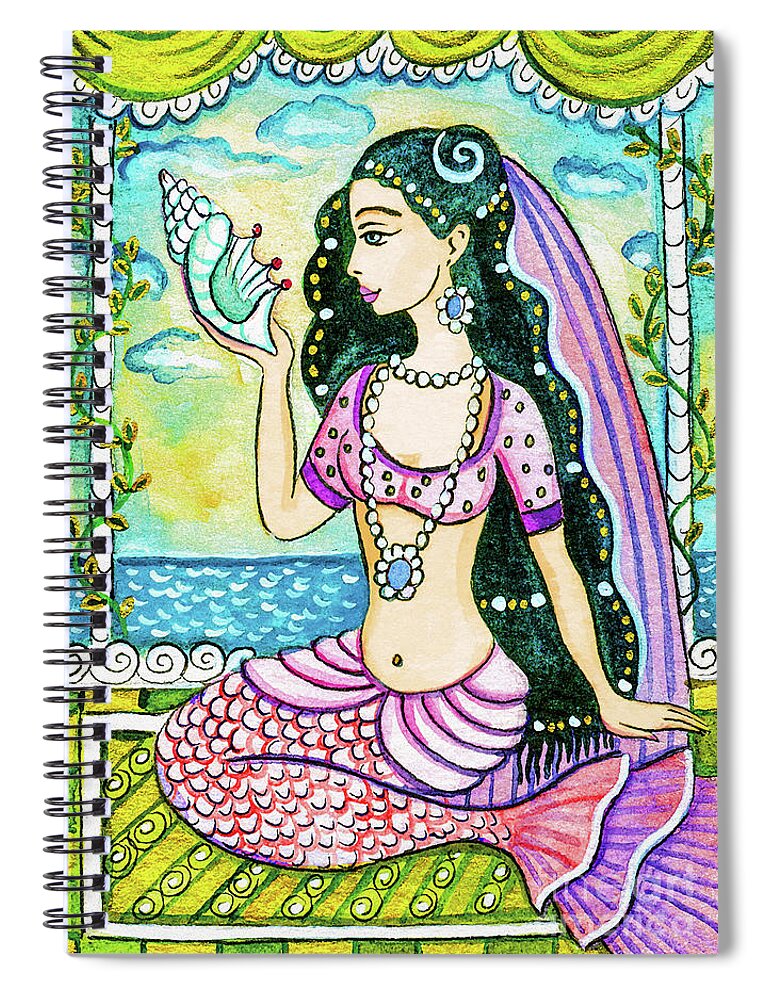 Sea Goddess Spiral Notebook featuring the painting Bengali Seashell by Eva Campbell