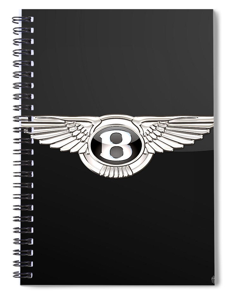 'wheels Of Fortune' By Serge Averbukh Spiral Notebook featuring the photograph Bentley - 3 D Badge On Black by Serge Averbukh