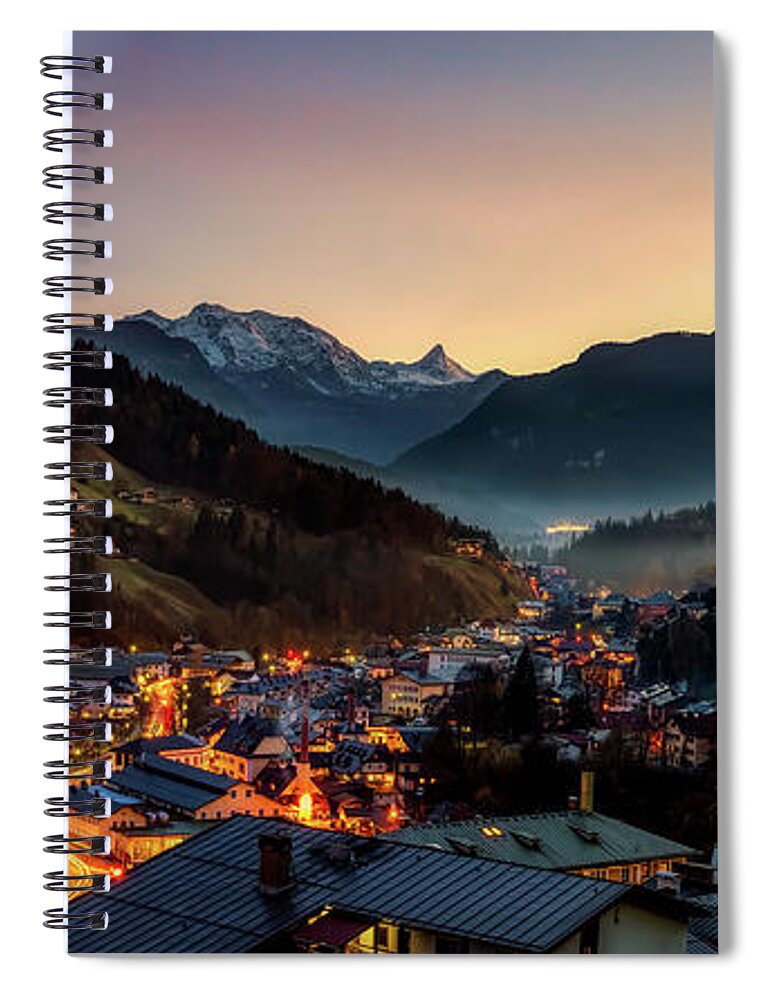 Berchtesgaden Spiral Notebook featuring the photograph Berchtesgaden Lights by Mountain Dreams