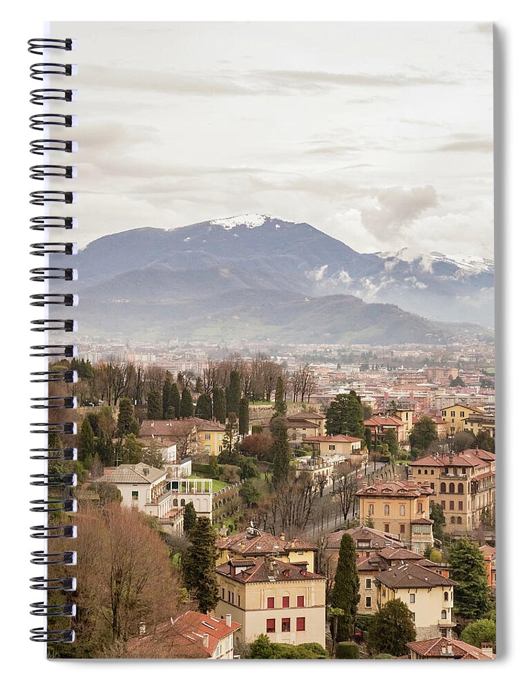 Bergamo Spiral Notebook featuring the photograph Bergamo and the Mountains by Pavel Melnikov