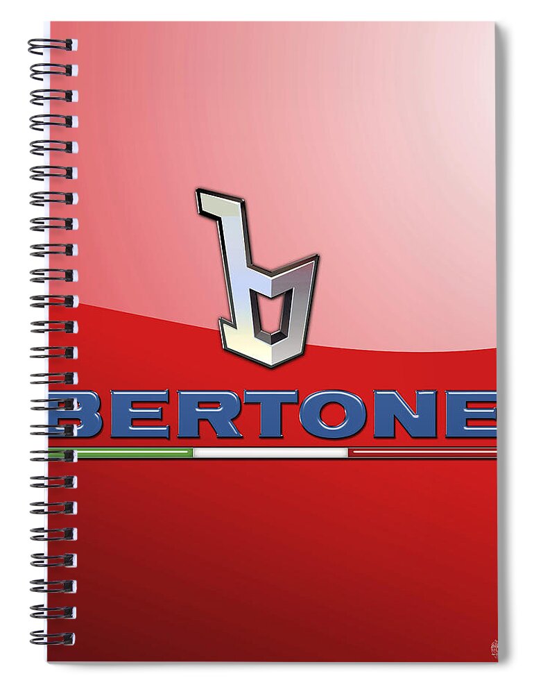 �wheels Of Fortune� Collection By Serge Averbukh Spiral Notebook featuring the photograph Bertone 3 D Badge on Red by Serge Averbukh