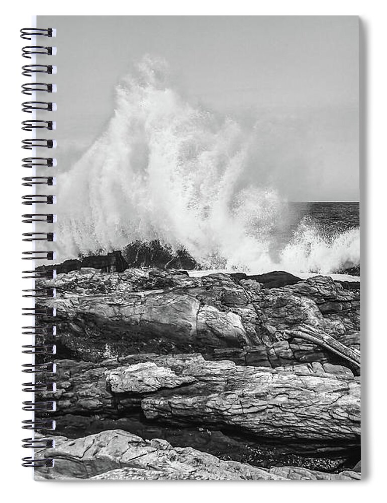 15 July 2013 Spiral Notebook featuring the photograph Best BW of Huge Waves Crashing on Tsitsikamma National Park South Africa by Jeff at JSJ Photography