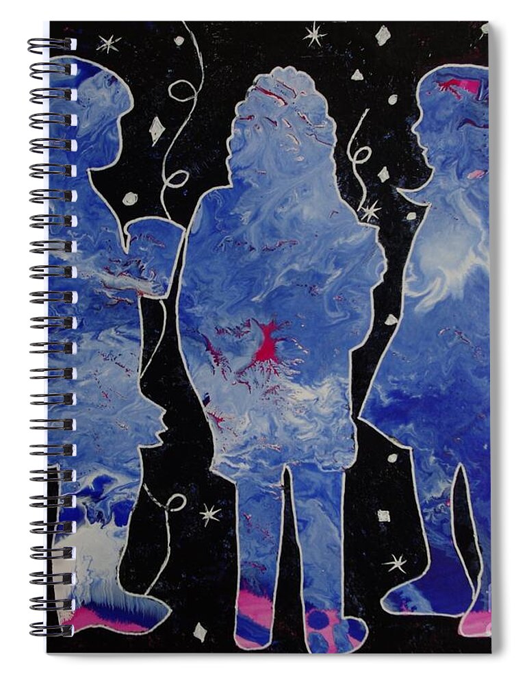 Girls Spiral Notebook featuring the mixed media Besties - Party On by Lori Kingston