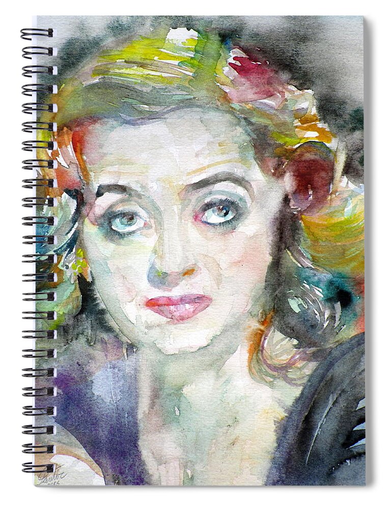Bette Davis Spiral Notebook featuring the painting BETTE DAVIS - watercolor portrait.2 by Fabrizio Cassetta