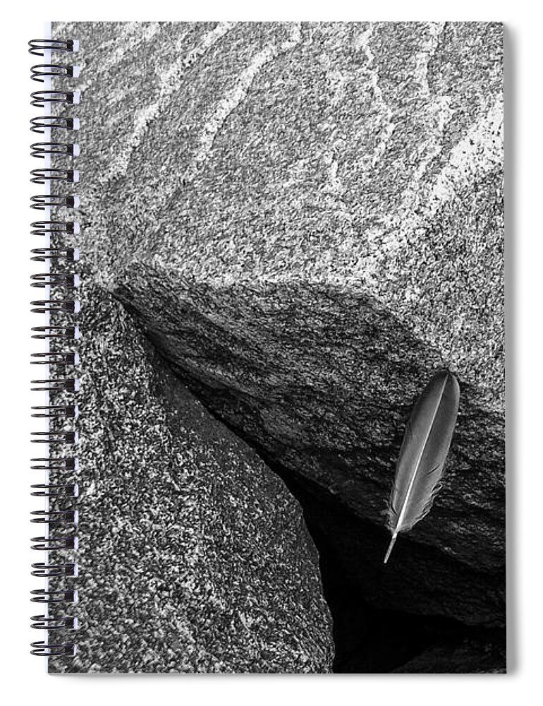 Black And White Spiral Notebook featuring the photograph Between A Rock by Frank Winters