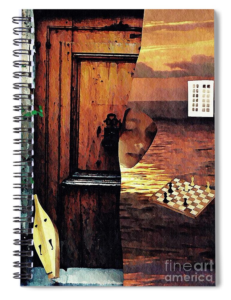 Music Spiral Notebook featuring the mixed media Between by Sarah Loft