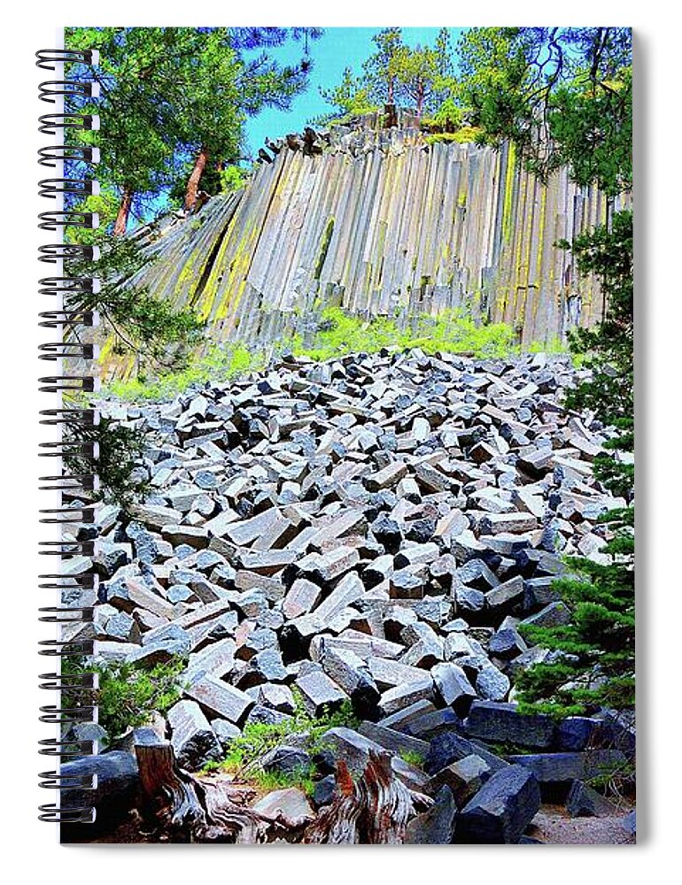 Basaltic Columns Spiral Notebook featuring the photograph Between the Trees Devils Postpile by Joe Lach