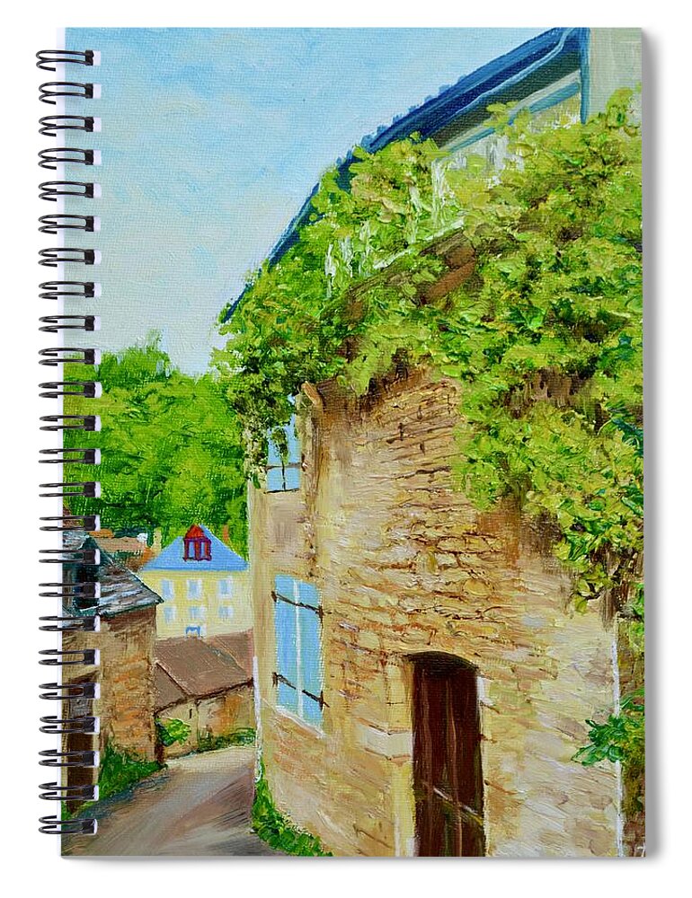 Village Spiral Notebook featuring the painting Beynac Vine Nouvelle Aquitaine France by Dai Wynn
