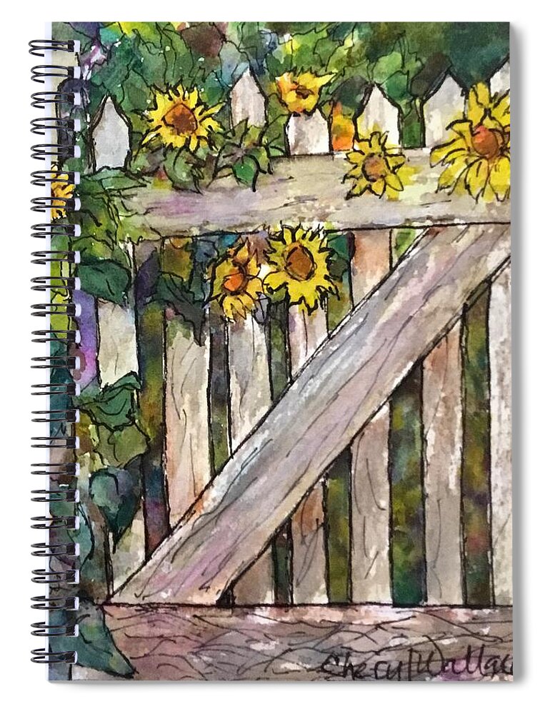 Gate Spiral Notebook featuring the painting Beyond the Gate by Cheryl Wallace