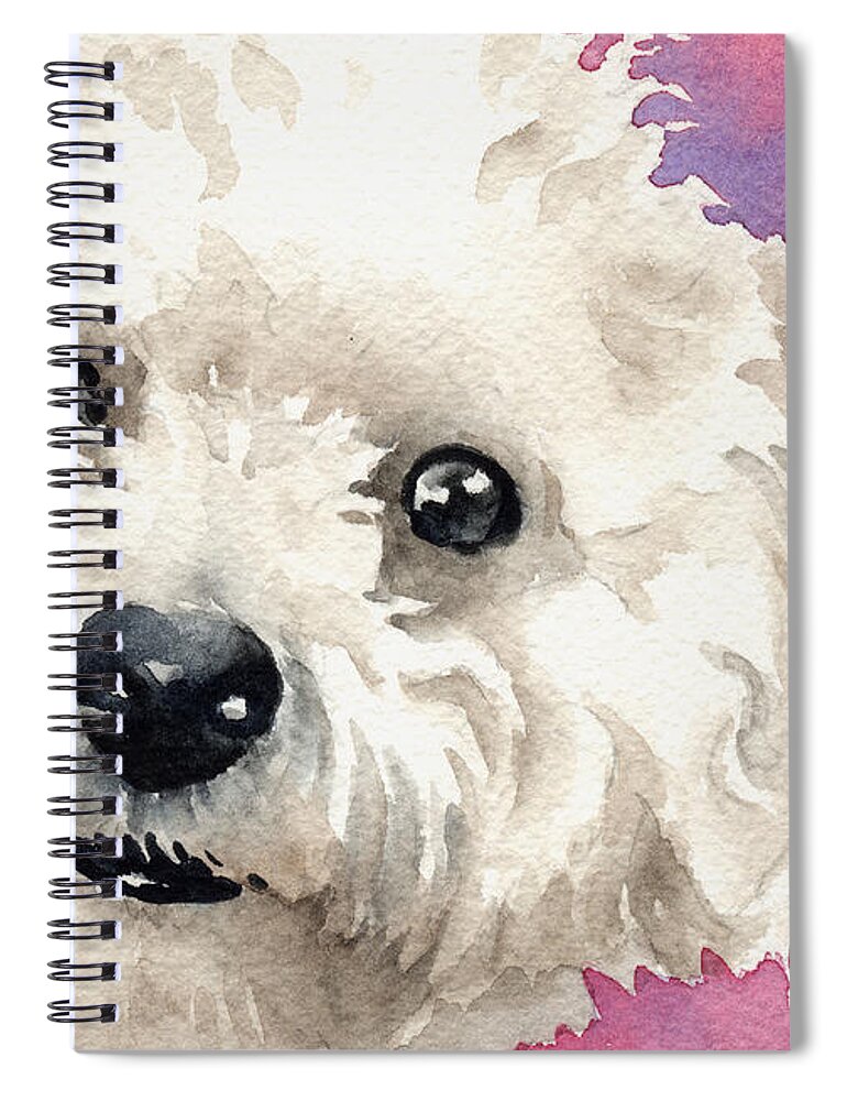 Bichon Spiral Notebook featuring the painting Bichon Frise by David Rogers
