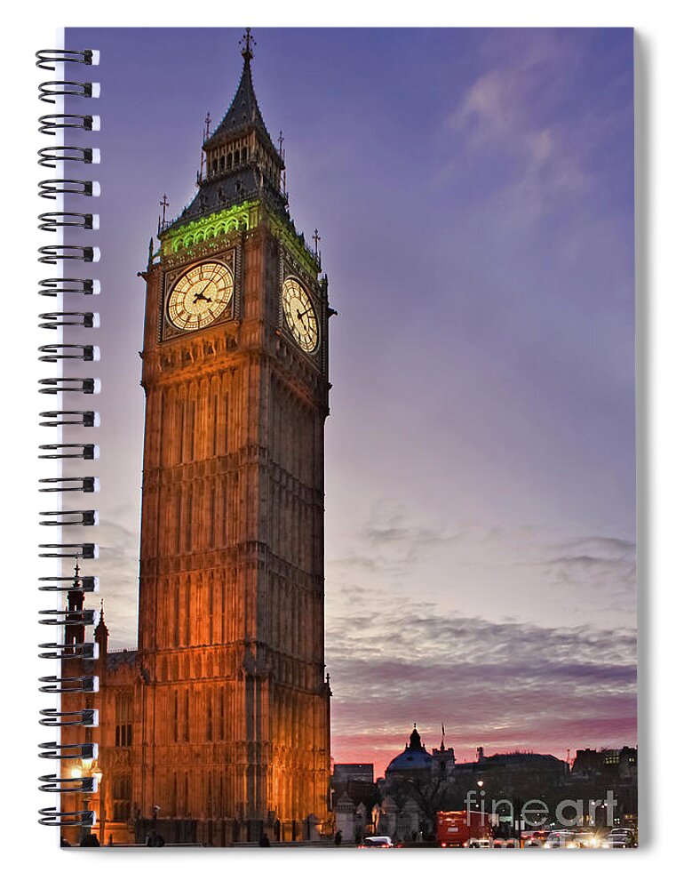 Big Ben Spiral Notebook featuring the photograph Big Ben Twilight in London by Terri Waters