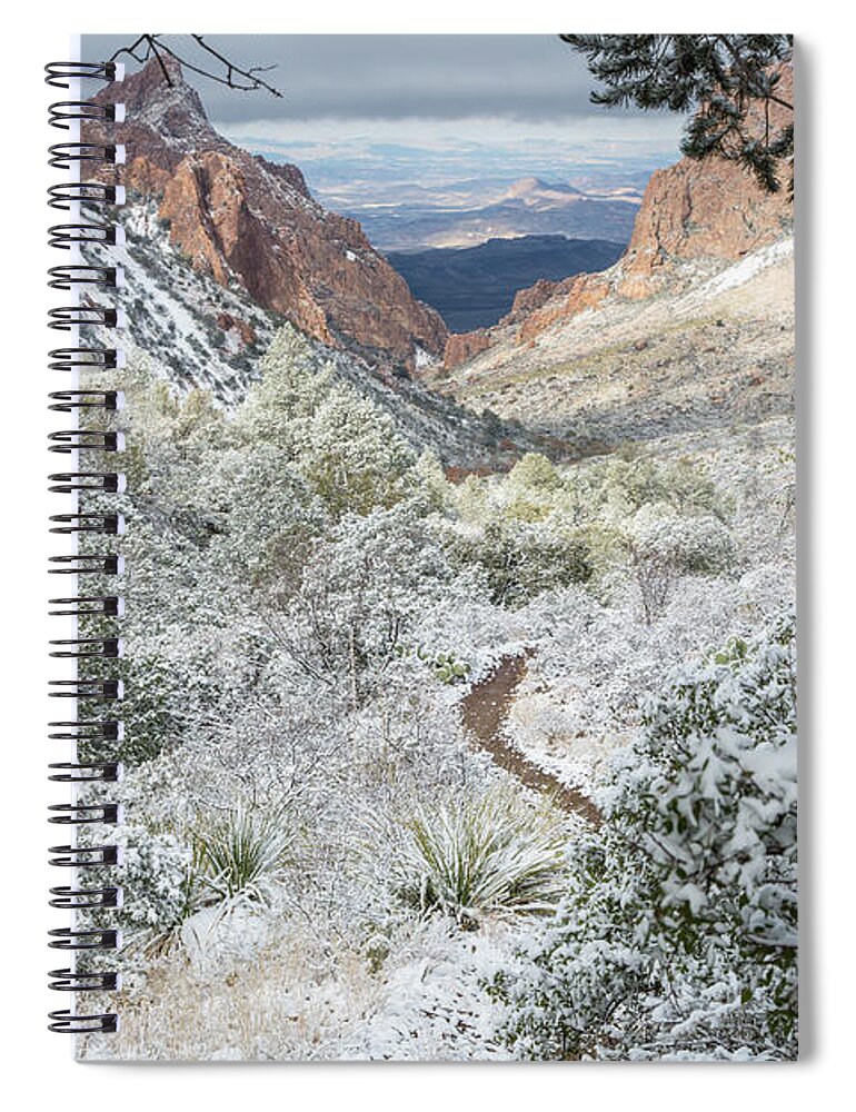 Snow Spiral Notebook featuring the photograph Big Bend Window With Snow by Kathy Adams Clark