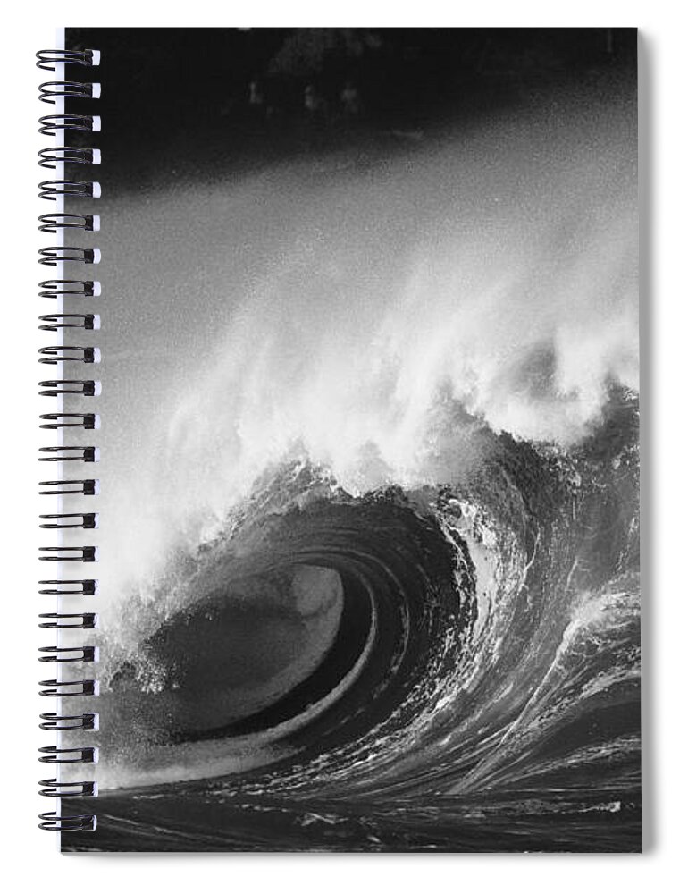 Art Medium Spiral Notebook featuring the photograph Big Breaking Wave - BW by Vince Cavataio - Printscapes