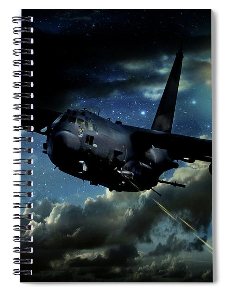Ac130 Spiral Notebook featuring the digital art Big Guns by Airpower Art