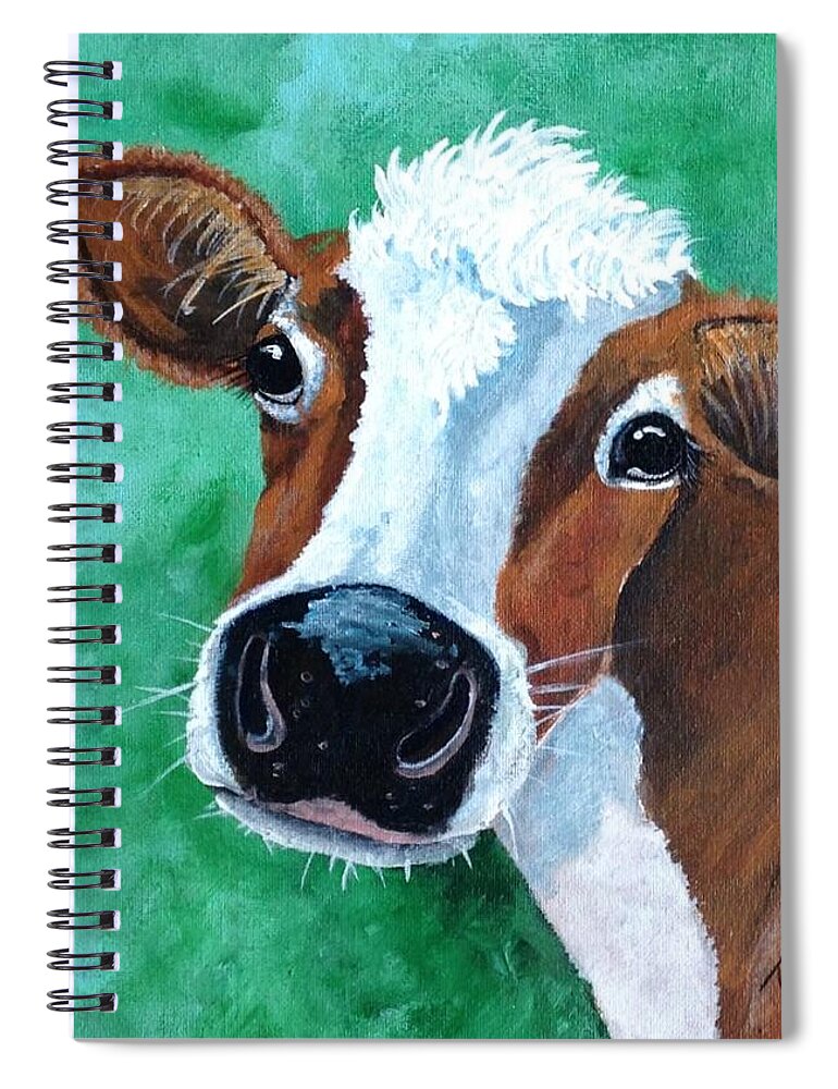 Cow Art Spiral Notebook featuring the painting Big Nose Kate by Teresa Fry