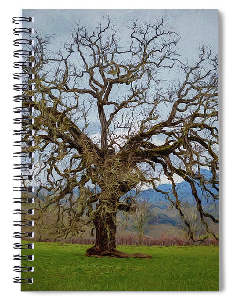 Tree Spiral Notebook featuring the painting Big Oak by Mike Penney