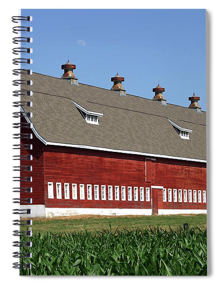 Barns Spiral Notebook featuring the photograph Big Red Barn in Spring by Ed Peterson