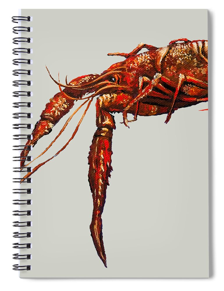  Louisiana Crawfish Spiral Notebook featuring the painting Big Red by Dianne Parks
