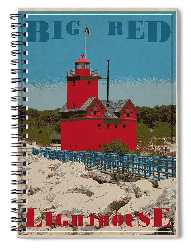 Vintage Spiral Notebook featuring the photograph Big Red From the Pier by Michelle Calkins