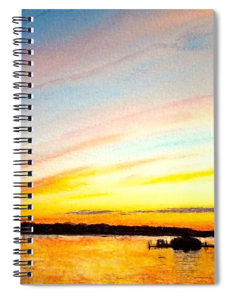 Big Sissabagama Spiral Notebook featuring the painting Big Sis Sunset by Cara Frafjord