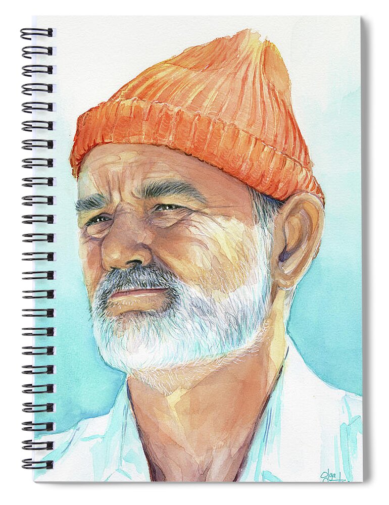 Celebrity Spiral Notebook featuring the painting Bill Murray Steve Zissou Life Aquatic by Olga Shvartsur