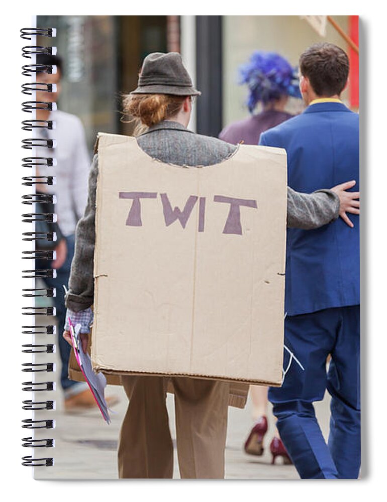 People Spiral Notebook featuring the photograph Billboard wearing twit woman by Simon Bratt