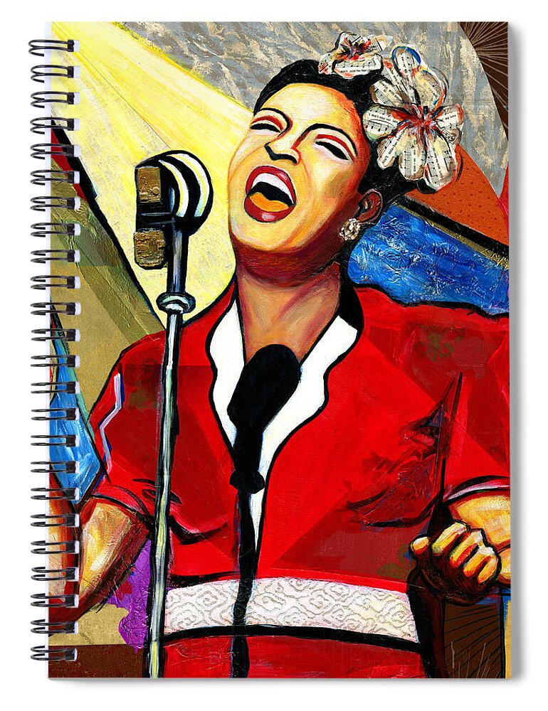 Everett Spruill Spiral Notebook featuring the painting Billie Holiday by Everett Spruill