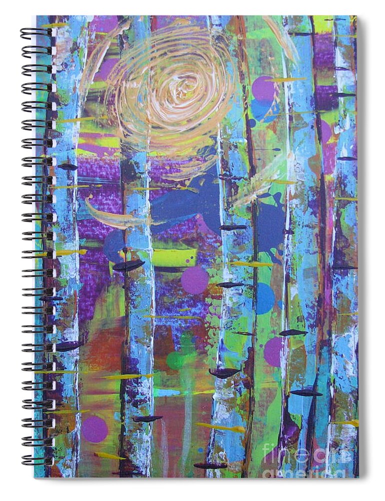 Land Spiral Notebook featuring the painting Birch 6 by Jacqueline Athmann
