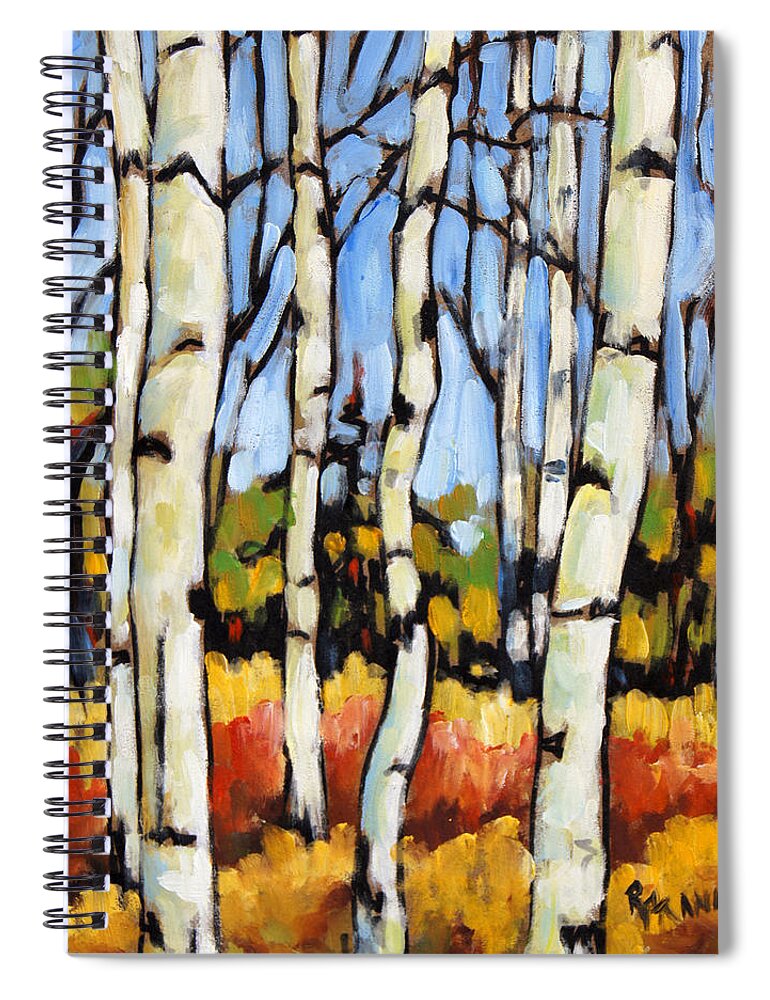 Art Spiral Notebook featuring the painting Birch Study by Prankearts by Richard T Pranke