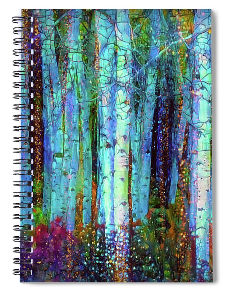 Birch Woods Spiral Notebook featuring the mixed media Birch woods by Lilia S