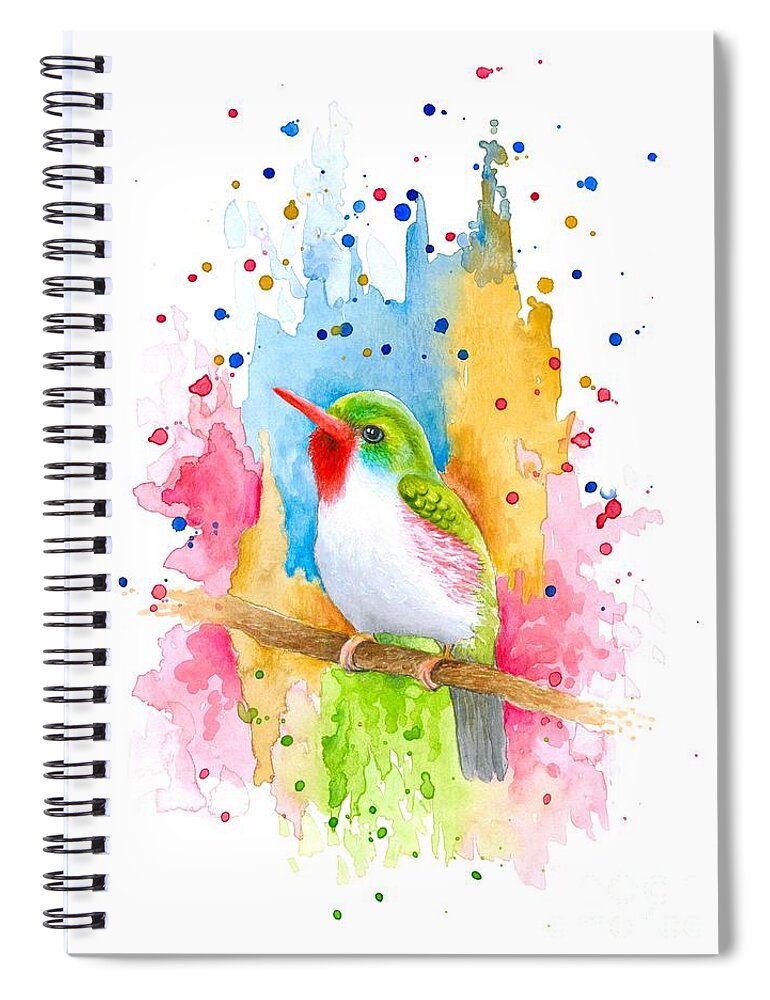 Bird Spiral Notebook featuring the painting Bird 72 by Lucie Dumas