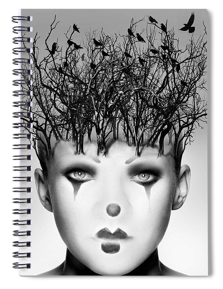 Digital Art Spiral Notebook featuring the digital art Bird Brains by Artful Oasis