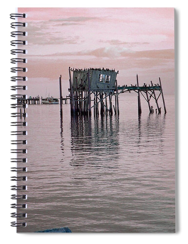 Dock Spiral Notebook featuring the photograph Bird Dock by Deborah Ferree