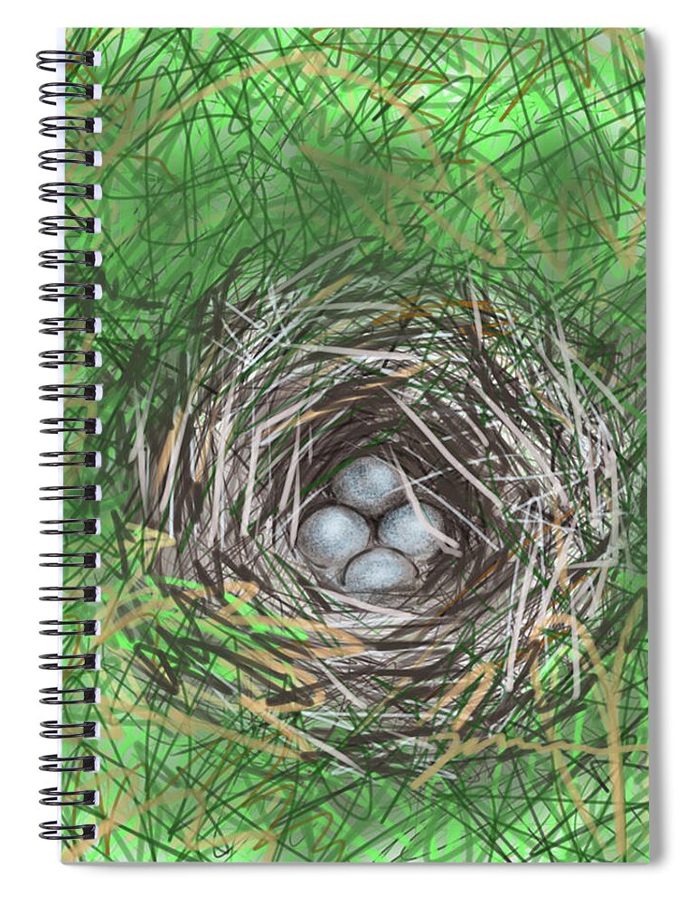 Bird Spiral Notebook featuring the painting Bird Nest by Jean Pacheco Ravinski