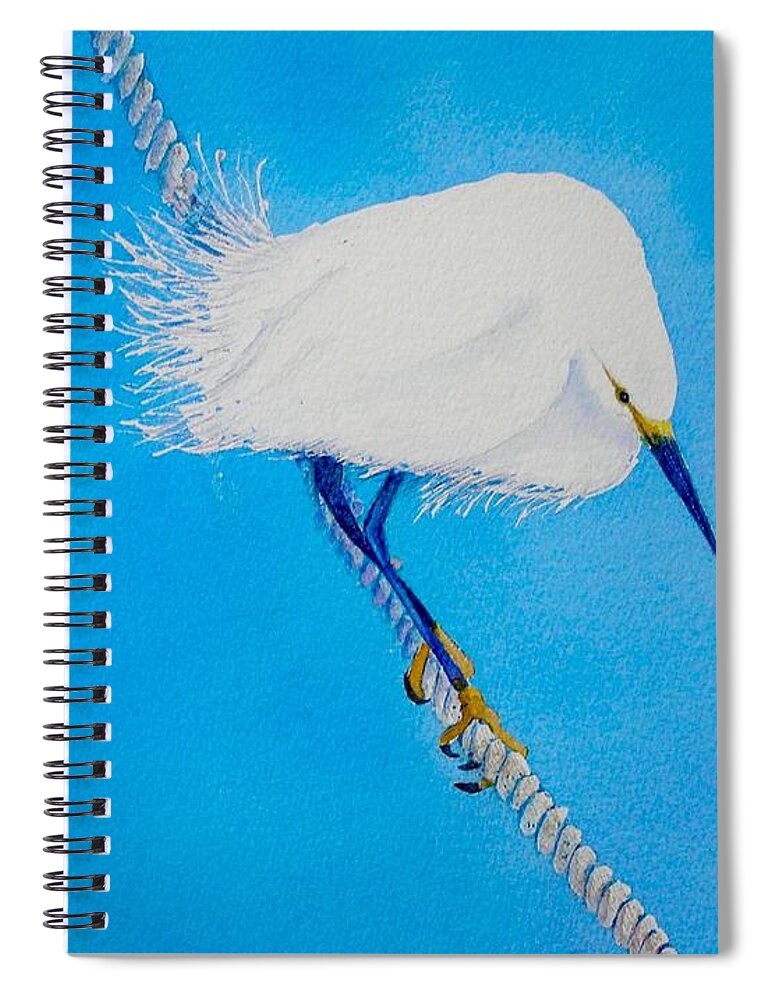Blue Spiral Notebook featuring the painting Bird on a Wire by Midge Pippel