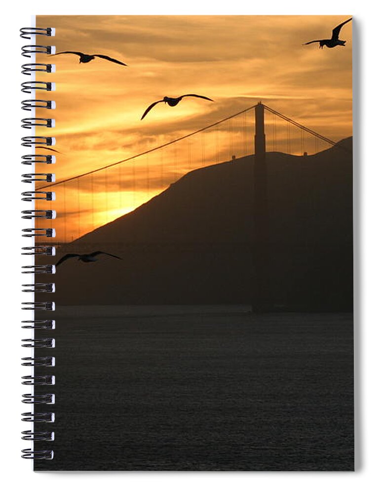 Golden Gate Bridge Spiral Notebook featuring the photograph Birds by the Bay by Jeff Floyd CA