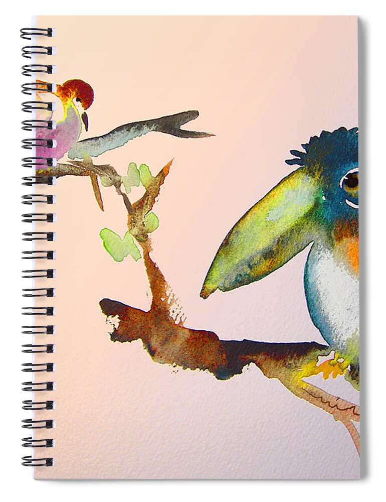 Watercolour Spiral Notebook featuring the painting Birds in Love by Miki De Goodaboom