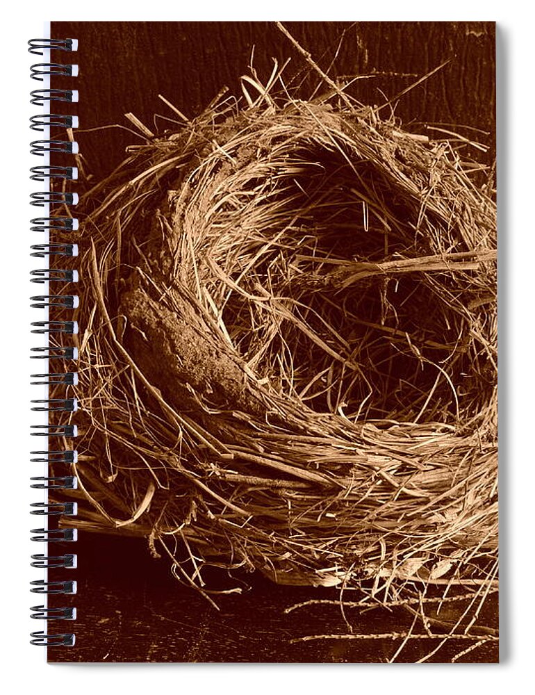 Architecture Spiral Notebook featuring the photograph Bird's Nest Sepia by Bill Tomsa