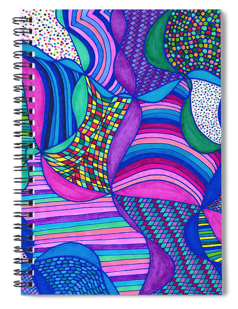 Abstract Spiral Notebook featuring the drawing Birthday Party by Lara Morrison