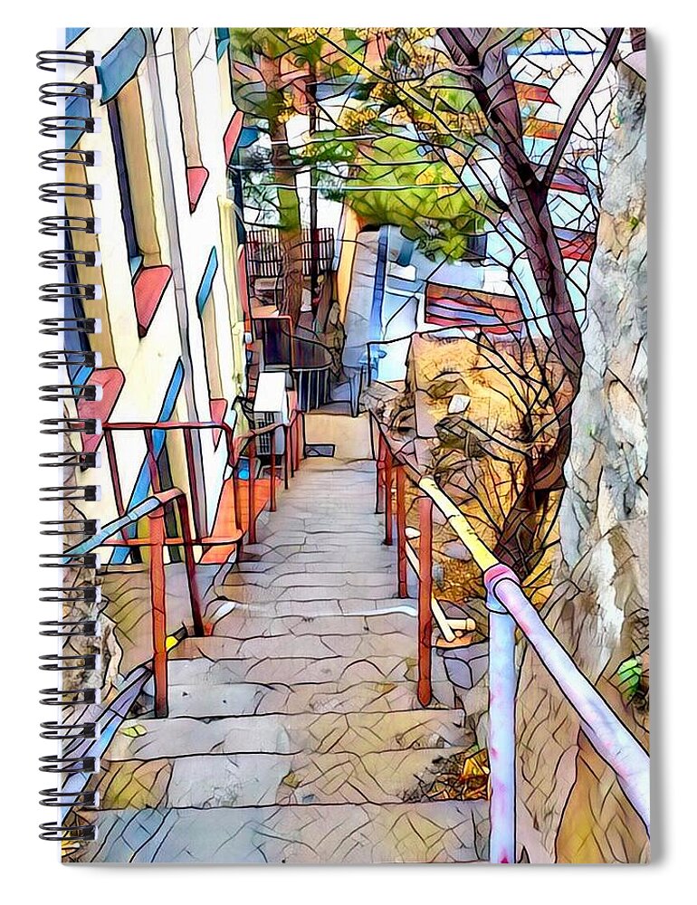 Bisbee Spiral Notebook featuring the photograph Bisbee Stairs by Jerry Abbott
