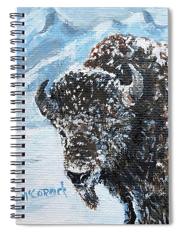 Bison Spiral Notebook featuring the painting Bison of the Tetons by ML McCormick