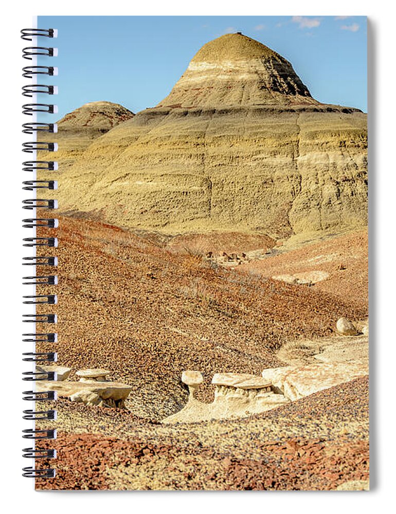 Badlands Spiral Notebook featuring the photograph Bisti Badlands - Obstacles in the Wash by Debra Martz