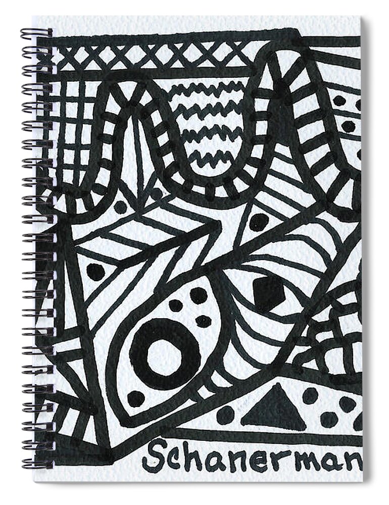 Original Art Spiral Notebook featuring the drawing Black and White 1 by Susan Schanerman