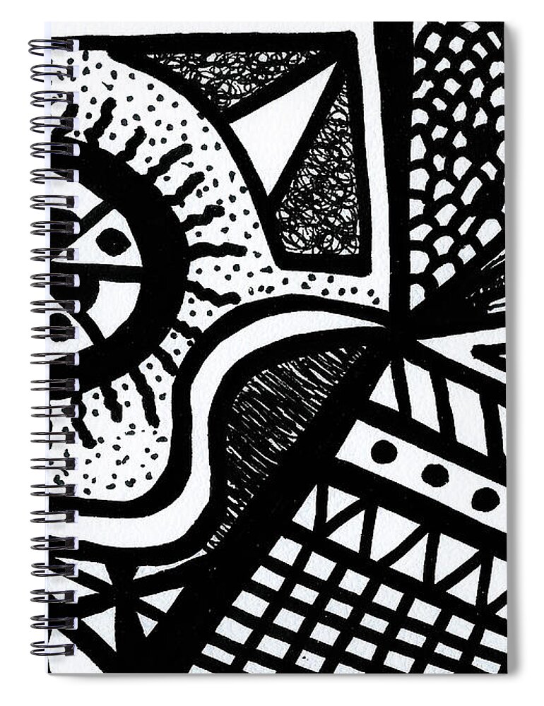 Original Art Spiral Notebook featuring the drawing Black and White 14 by Susan Schanerman