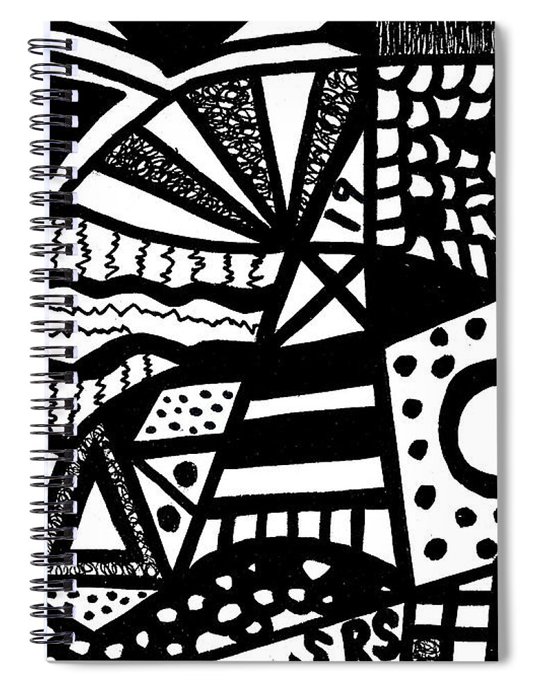 Original Art Spiral Notebook featuring the drawing Black And White 19 by Susan Schanerman