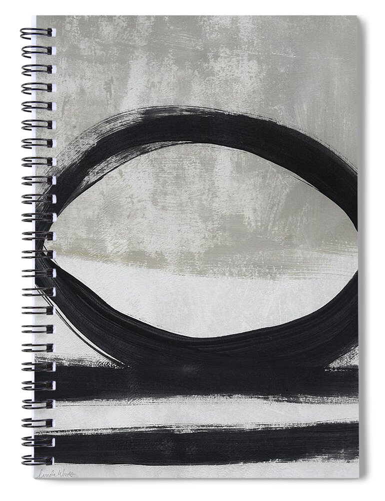 Abstract Spiral Notebook featuring the painting Black and White Abstract 2- Art by Linda Woods by Linda Woods