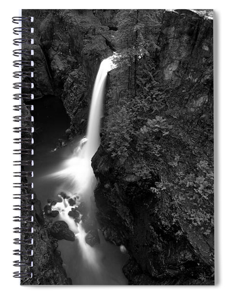 Elk Falls Bw Spiral Notebook featuring the photograph Black And White Elk Falls Landscape by Adam Jewell